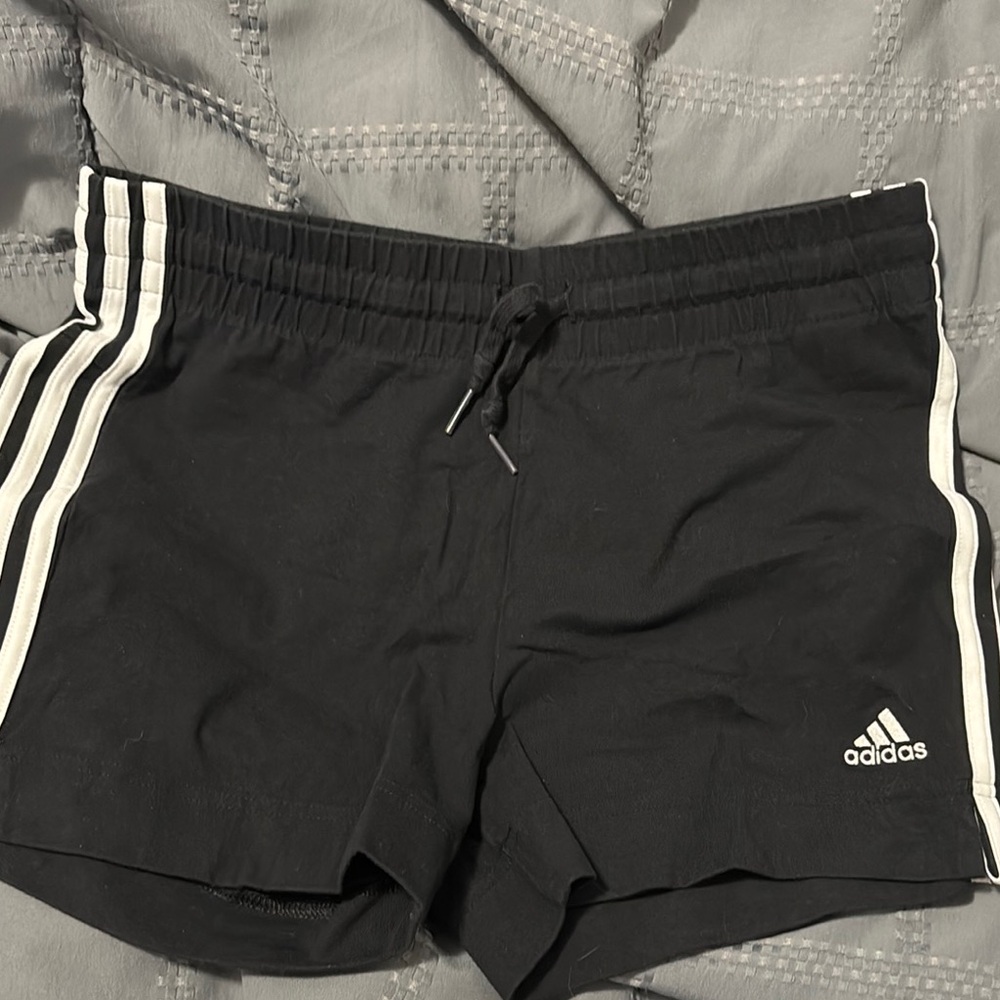Adidas Black Athletic Shorts with White Stripes